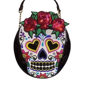 Betsey Johnson CANDY KITSCH Sugar Skull Roses DAY OF THE DEAD Crossbody
